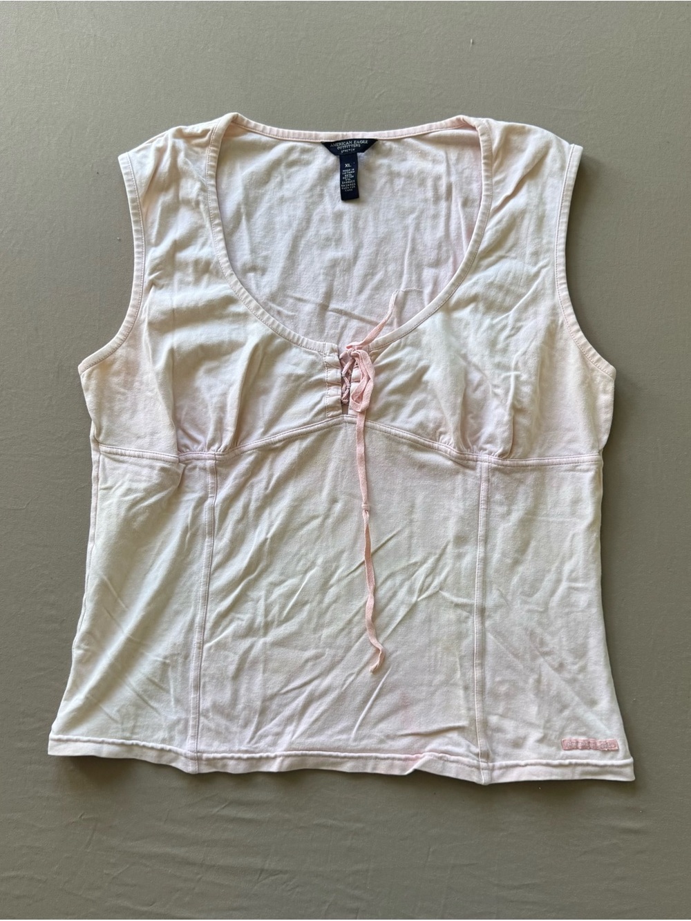 Vintage American Eagle scoop neck, lace-up cami tank
